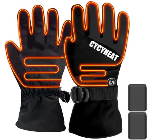 Kids Heated Gloves - Boys and Girls Waterproof Ski Heating Gloves With 2pcs DC Battery, 3 Heating Levels，Motorcycle Cycling (Black, S/M + (5000mAh Battery))