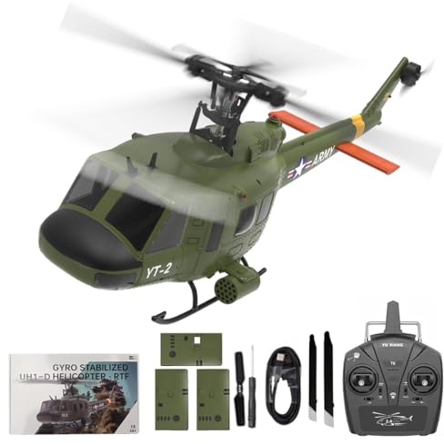 Meiurlex YUXIANG F07 UH-1D RC elicottero per adulti, 1/34 6 CH senza spazzole a trazione diretta, modello con giroscopio a 6 assi, 3D/6G RC aereo giocattolo (3 batterie)