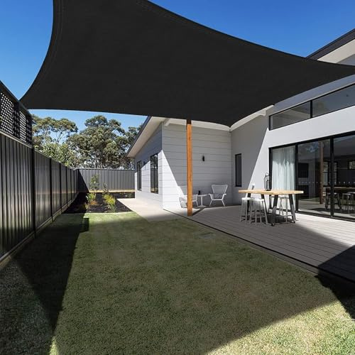 Ankuka Vela Ombreggiante Impermeabile 3x4m Nero Tenda a Vela Rettangolare con Fune Tenda da Sole per Esterno Protezione Raggi UV 98% Adatto per Giardino Terrazzo e Campeggio