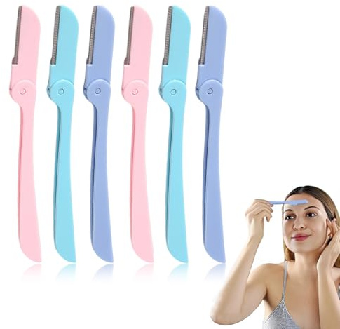 MWUMRCM Lot de 6 rasoirs à sourcils, Eyebrow Shaper Rasoir pour les sourcils et le duvet du visage - Outil d’exfoliation et de dermaplaning
