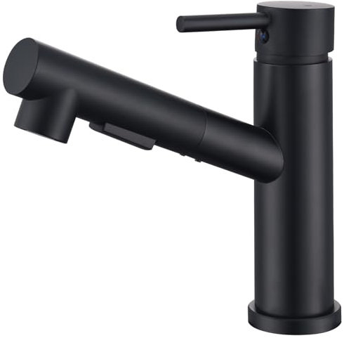 HOMELODY Wasserhahn Küche/Bad Schwarz Ausziehbar, Küchenarmatur mit Brause Zwei Wasserstrahlarten, Armatur Küche Einhebel Spültischarmatur Küche Mischbatterie, Küchewasserhahn Küche Schwarz