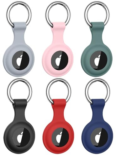 Dirrelo 6 Stück Airtag 2 Generation Hülle Kompatibel mit Airtag Schlüsselanhänger - Airtag Anhänger, Kratzfest und Verlustsicher Silikon Airtag Tracker Case Cover für Apple Air Tag mit Keychain, A