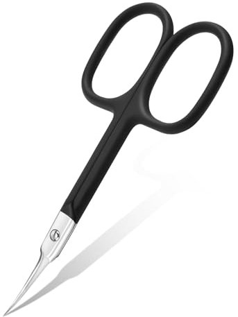 CGBE Tijeras Cuticulas Profesionales, Tijeras para Cuticulas Curva Punta Fina, Acero Inoxidable Cortacuticulas Extra Afiladas Para Cutículas, Piel Muerta, Cejas, Pestaña, Negro