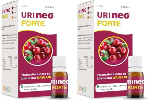 NEO | Urineo Forte | D-Manosa y Arándano Rojo Americano | 7 Viales Monodosis | con Vitamina C | Ayuda a Disminuir la Cistitis e Infecciones Urinarias en Fase Avanzada | Bienestar del Tracto Urinario