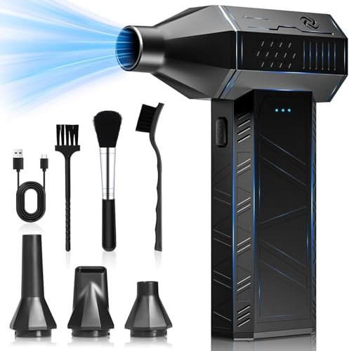 KEPEAK Compressed Air Duster-110000RPM Cordless Electric Air Duster 3-Gear Adjustable, Digital Air Blower Duster, Compressed Air Cleaner for PC, Keyboard, Car, Home and Outdoor Cleaning