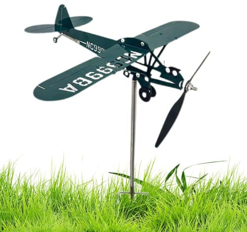 Weather Vane For The Garden - Airplane Weathervane | Metal Aircraft Pinwheel Garden Decor Art, Airplane Wind Spinner | Outdoor Flight Plane Art Decor For Yard Gardens Outside Lawn Patio
