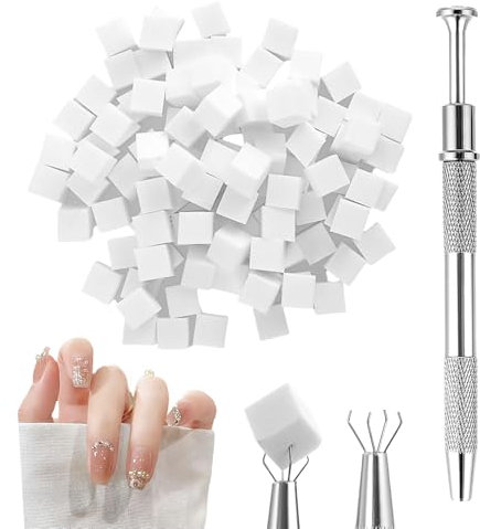 Diffaxy 100 spugnette per nail art con pinza in metallo, accessori per nail art, baby boomer, strumenti per rendering con blocchi di pinza, manicure gradient nail art spugna, per set di pennelli