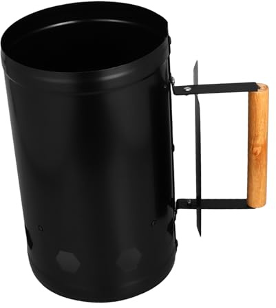 Milisten Barril para Encender Cubo para para Barbacoas Aislamiento Térmico Mango de Madera Natural Resistente y Seguro para y Cocinar al Aire Libre