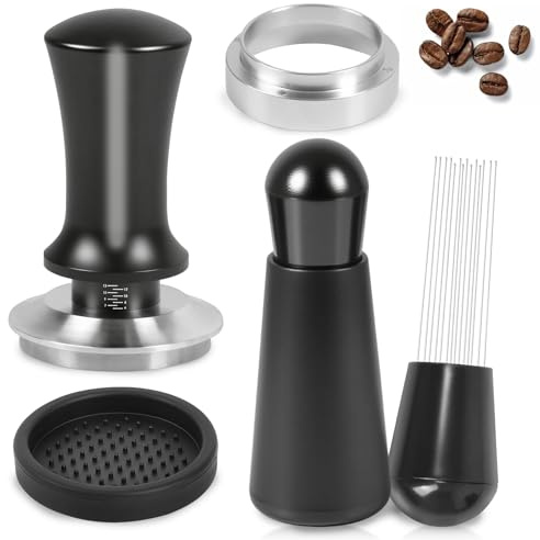 51mm Espresso Machine Accessories, Spring Loaded Calibrated Tamper, WDT Tool, Dosing Funnel, Fits Espresso Coffee Machines and 51 mm Portafilters, Espresso Accessories Kit Barista Tools