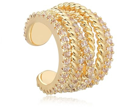 Jenosy Gold Ear Cuff Damen Nicht Piercing Öffnen Wrap Ohrringe 18K Vergoldet Zirconia Ohrmanschette Gold Handmake Schmuck Geschenk für Frauen