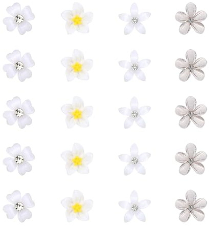 ZhouWei 20 Piezas Flor Pinzas Pelo Mujer, Pinza Flor Hawaiana Claw Flower Hair Clips de Garra Adorables Antideslizantes Accesorios Pelo Mujer, Regalos para Mujeres Niñas Cabello Grueso (Blanco)
