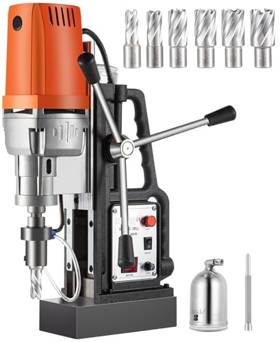 Taladro de Columna, Kit de taladro magnético MD50 de 50 mm, taladro de banco eléctrico de 1680 W, fuerza magnética de 2900 lb con brocas de corte anular HSS.