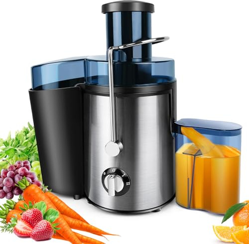 400W Entsafter, 500ml Große Saftauslauf mit Einfüllschacht, Leise und Easy-Clean, BPA-Frei für Obst und Gemüse, Silber