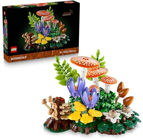 LEGO Botanicals Waldpilze - Künstliches Pflanzen Set für Erwachsene - inkl. Fliegenpilz & Kunstblumen für Wohnzimmer- oder Schlafzimmer Deko - DIY Geschenkidee - 11505