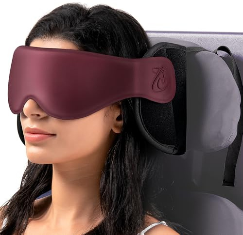 Bonairest Cuscino da Viaggio, Cuscino Cervicale da Aereo con Mascherina 3D per Dormire, Supporto Testa a 360° con Fascia per Sedile, per Voli Lunghi, Essenziale per Viaggi in Auto e su Strada Rosso
