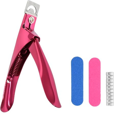Nagelknipser Gelnägel Set, U-förmiger Tip Cutter, Edelstahl Gelnägel Zubehör für Nageldesigns zu Hause und im Salon (Rosarot)