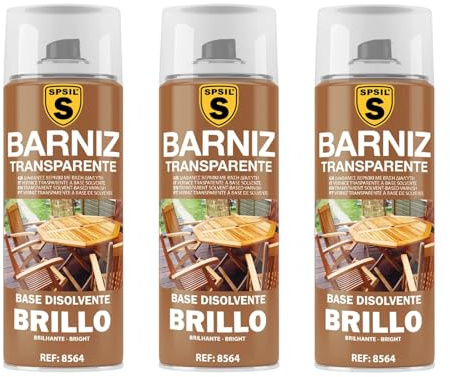 SPSIL Pintura Spray Brillante Barniz Brillo(pack of 3) 400ml, Metal Secado RápidoPintura Profesional Interior Exterior, Aplicación Fácil en Madera Plástico, DIY Decoración Muebles Automóviles