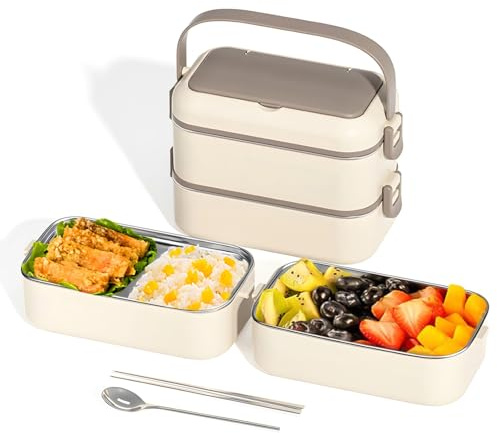 Packool 304 Stainless, Extra Large Capacity, Microwave Safe, Includes Spoon and Chopsticks, Versatile Lunchbox for Work or School, Stainless Steel Bento Box