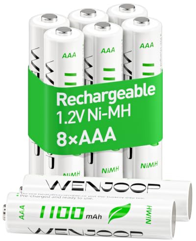 WENJOOP AAA Rechargeable Batteries 8 Pack, 1100mAh Ni-MH 1.2V, Low Self-Discharge, Up to 1200 Recharges, High Capacity for Remotes, Clocks, Torches and Toys
