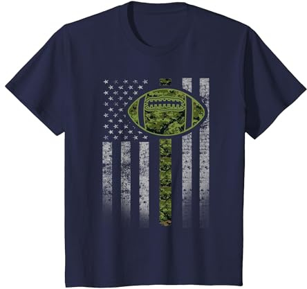 Camouflage Football Flag - Military Football Green Camo T-Shirt, Youth, Navy Blue, 4T