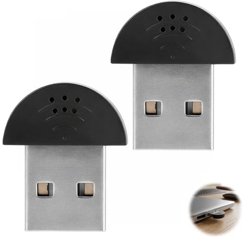 Dawfund 2pcs Mini Microfono USB 2.0, Microfono USB Pc, Adattatore Audio Microfono per Registrazione Vocale, Microfono Omnidirezionale con Riduzione del Rumore per PC, Computer e Studio
