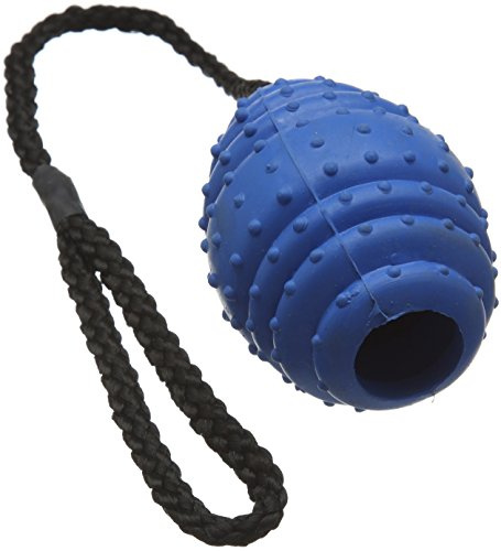 CLASSIC Pet Products Rubber Oval Ball on a Rope, Large, 100 mm, Blue/Black