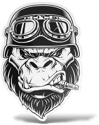 erreinge Sticker Gorilla Rider Biker Biker Autocollant pour Autocollant en Forme PVC Auto Moto Peint Casque Camper pour Ordinateur Portable - 25 cm