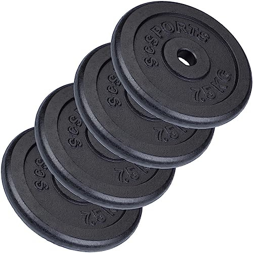 ScSPORTS® Hantelscheiben 30mm Set 2–120 kg aus Gusseisen, Gewichtsscheiben | Für Langhantel, Kurzhantel und SZ-Stange, Hantelscheibe für Krafttraining, Gewichte für Zuhause, Home Gym & Muskelaufbau