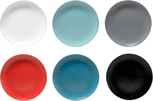 Riyashop 6er-Set schöne Speiseteller Ø27 cm Keramik INARI Essteller Platzteller Salatteller Vorspeisenteller Pizzateller Keramikteller Pastateller Teller Servierteller Servierplatte