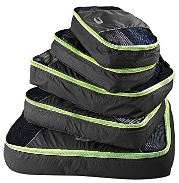 GOX Ultralätt 5 delar packkuber resa bagage organisatörer 1 stor 2 medium 2 liten (svart)