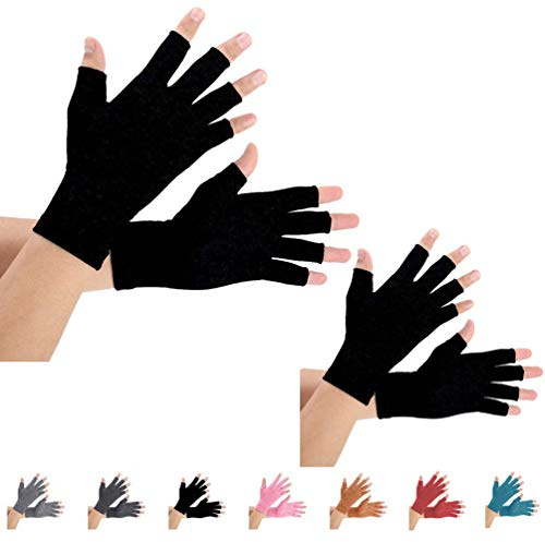 Brace Master 2 Paar Kompressionshandschuhe – wärmen Hände und Finger, atmungsaktives Stretch-Material, rutschfestes Design, für Damen und Herren, Schwarz, S