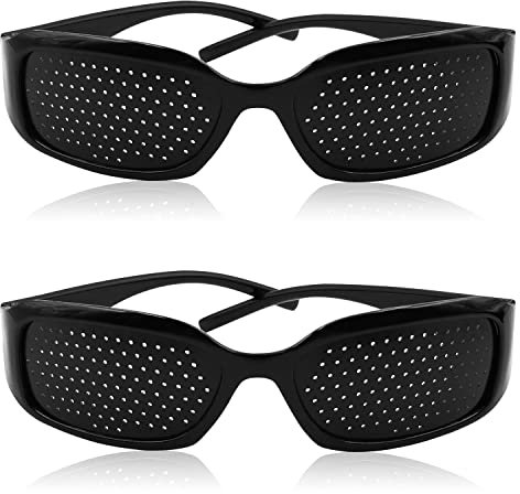 Horolas 2pcs Pinhole Glasses Eyes Exercise Vision Correction Glasses for Eyesight Protection, Black