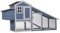 Dehner Hühnerstall Cottage, mit Freilaufgehege, ca. 221 x 77.5 x 116.9 cm, Tannenholz, lasiert, hellblau