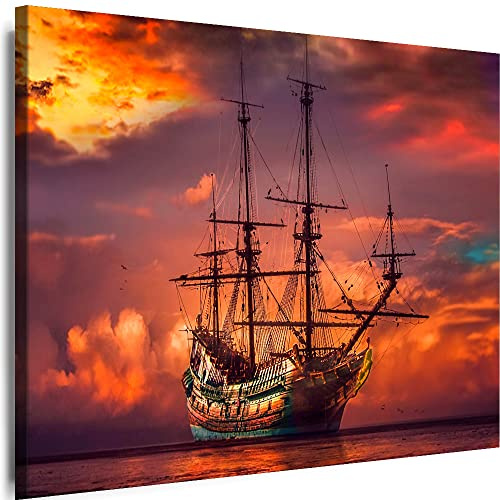 Myartstyle - Bilder Schiff Meer Natur 115 x 75 cm Leinwandbilder Xxl - 1 Teilige Wandbilder Kunstdrucke w-a-2055-5
