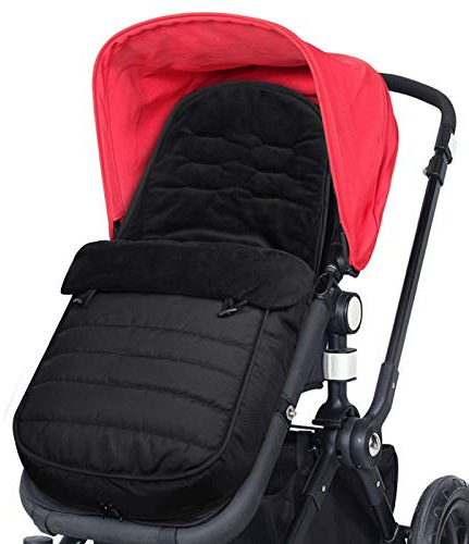 WD&CD Passeggino Coprigambe, Coprigambe Termico Universale per Passeggino, Impermeabile e Antivento, 2 in 1 Coprigambe Foderato in Vello di Corallo - Nero