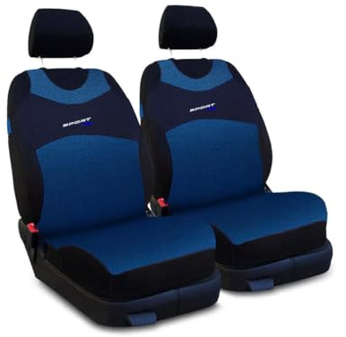 Saferide 2er Set Autositzbezüge PKW universal | Auto Sitzbezüge Polyester Blau für Airbag geeignet | für Vordersitze | 1+1 Autositze vorne