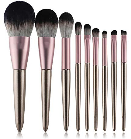 Makeupborstset 9 och 13 små druvor avsmalnande handtag sminkfibrer borstar skönhetsverktyg ögonskugga ögonbryn ögonfrans läppborste set bärbar borste (9 borstar)