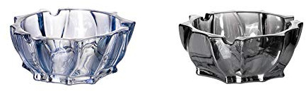 Aschenbecher, großes Fassungsvermögen, Kristallglas, Heimdekoration, Büro, Schwarz und Blau, 2 Stück