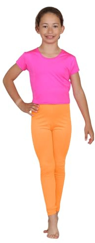 Hamishkane® Leggings för flickor, premiumkvalitet, flickleggings, snygga, hållbara och funktionella gymnastikleggings, flickor, idealiska stretchiga smala sommarleggings för flickor, NEONORANGE, 11-12