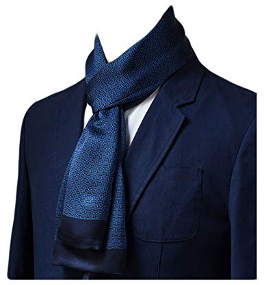 UK_Stone Bufanda de seda 100 % pura para hombre, diseño vintage de lunares, doble capa, para caballeros, Patrón tejido #1 azul oscuro, Taille unique