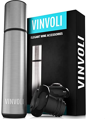 VINVOLI Weinkonservierer-Set – Deluxe 2025 Wein-Vakuumpumpe mit 2 wiederverwendbaren Weinstopfen – Weinversiegelung und Weinsparer, um Wein länger frisch zu halten – Professionelle Qualität für