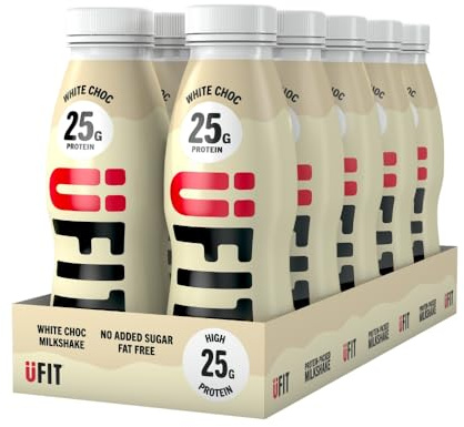 UFIT 25g Protein Shake (10 x 330 ml) - White Chocolate Flavour - High Protein - Fat Free - No Added Sugar - Ready to Drink - Gut Friendly - Packaging May Vary