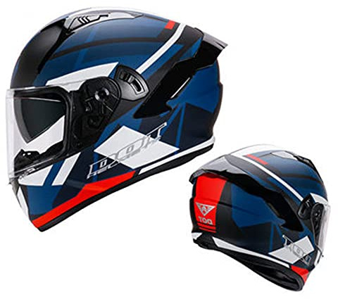 Jet Motorrad-Helm Rollerhelm Erwachsener Herren & Damen Modular-Helm Sturzhelm Integralhelme Flip-Up Motorradhelm Full-Face Motorcycle Helmet DOT/ECE-Zertifizierung Klapphelm,Blau,L