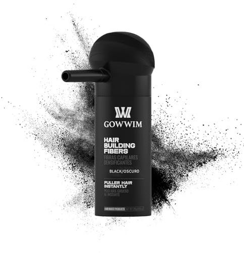 GOWWIM Haarverdichtungsfasern, bestes 2-in-1-Set, Keratin-Haaraufbau-Fasern und Sprühanwendung, Zerstäuber-Pumpdüse, deckt spärliche Haarbereiche sofort ab (schwarz)