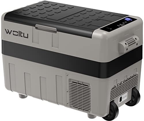 WOLTU Kompressor Kühlbox Auto 40L, 12V 230V Elektrische Camping Kühlbox Groß mit Gefrierfach, Dual Zone Kühlschrank mit USB, Kühltruhe Mini Gefrierbox für Lkw, Strand, Picknick, Summer Saver, Grau