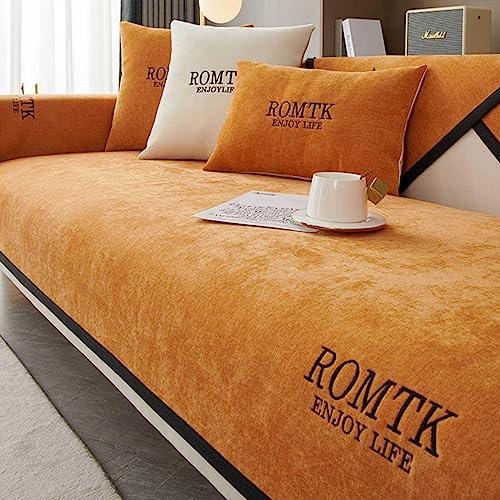 MTHGH Sofabezug Sofaschoner L Form u Form Ecksofa Anti-rutsch Couchschoner Couch Katze Hund Decke Überzug Sofaschutz Sofahusse Wasserdicht,orange-70x210cm