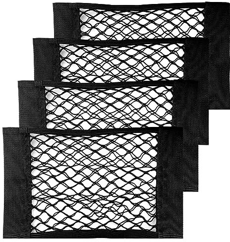 Frevoitna 4 Pezzi Rete Portaoggetti Auto, Rete Bagagliaio Auto 40 X 25cm, Storage Net Autoadesiva, Tasche a Rete Elastica, Tasca Telo Protettivo Mesh Net per Caravan, Camper, Barche, Truck di Auto