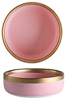 TEmkin Ensaladera Cerámica Color Rosa Color Dorado Juego de Platos Delgados para la Cena Mezcla de arroz Sopa Ramen Tazón para Dama Tazón de Sopa