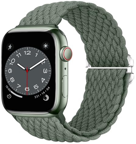 Nepfaivy Bracelet tressé compatible avec Apple Watch - 45 mm, 44 mm, 46 mm, 49 mm, 42 mm, pour homme et femme, en tissu nylon, bande élastique pour iWatch séries 10/9/8 / Ultra / SE / 7 / 6 / 5 / 4