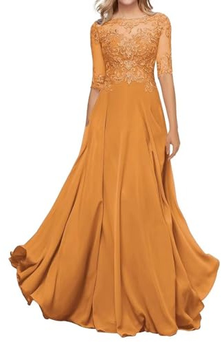 Sincemeet Robe en Dentelle pour Mère de la Mariée Robes de Soirée Formelles Longues à Manches 3/4 Une Robe de Bal en Ligne